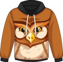 Front of hoodie sweater with owl face pattern vector
