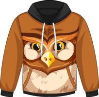 Front of hoodie sweater with owl face pattern vector