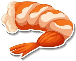 Boiled shrimp sticker on white background vector