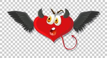 diablo en forma de corazón con expresión facial vector