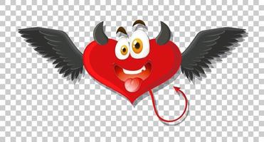 diablo en forma de corazón con expresión facial vector