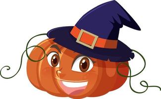 Cute pumpkin with happy face expression on white background vector