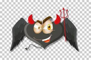 diablo en forma de corazón con expresión facial vector