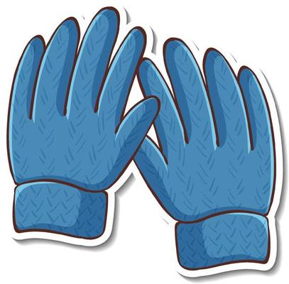 Sticker design with blue gloves isolated