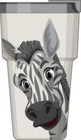 A white thermos flask with zebra pattern vector