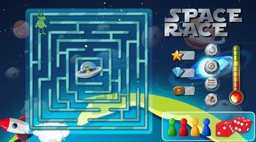 Maze game with space theme template vector