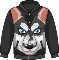 parte delantera de la chaqueta bomber con estampado de perro husky siberiano vector