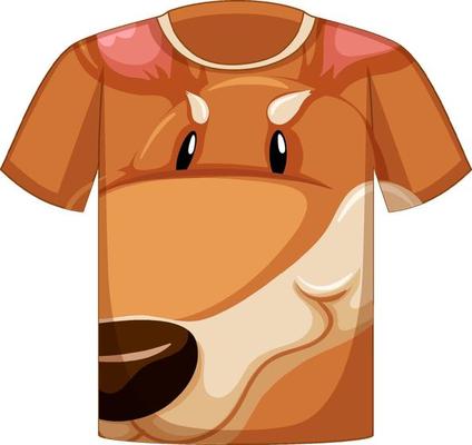 Front of t-shirt with face of kangaroo pattern