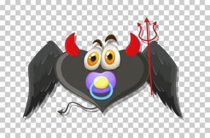 diablo en forma de corazón con expresión facial vector