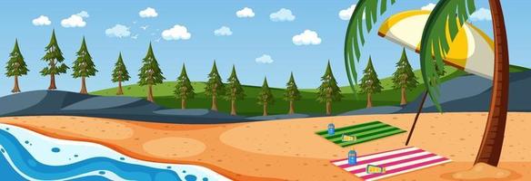 Panorama landscape scene with many palm trees at the beach vector