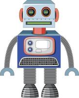 Vintage robot toy on white background vector