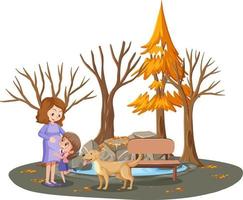 Mother with her daughter in the park isolated vector