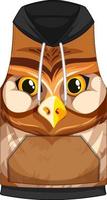 Front of sleeveless hoodie with owl face pattern vector