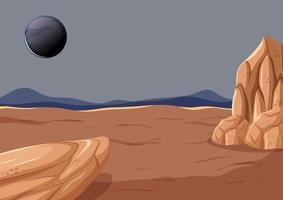 Outer space surface landscape with planet vector