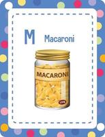 Alphabet flashcard with letter M for Macaroni vector