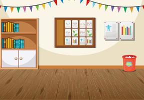 Classroom interior design with furniture and decoration vector