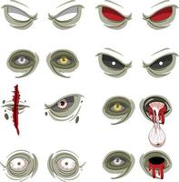 Set of many creepy zombie eyes vector