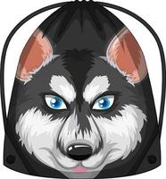 Drawstring backpack with siberian husky dog pattern vector