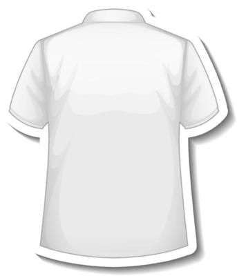 A sticker template with back of white polo shirt isolated