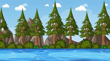 Escena del paisaje del parque natural vacío con río vector