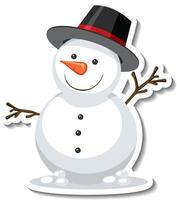 Sticker template with Snowman cartoon character isolated vector