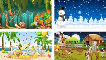 Four different nature horizontal scene vector