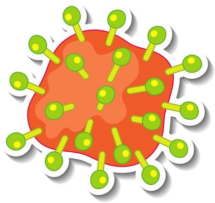 Sticker design with coronavirus or virus sign isolated