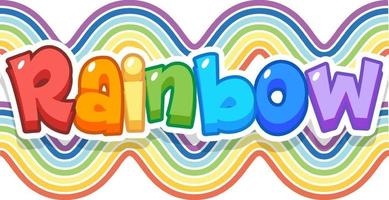 Rainbow word logo on rainbow wave background vector