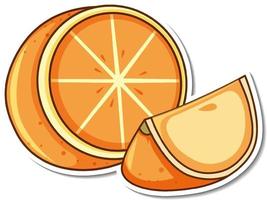 Sticker design with orange fruit, isolated vector