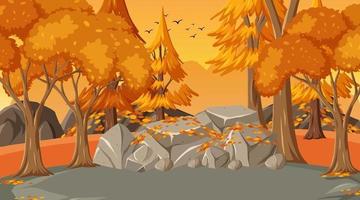 Empty park nature scene at sunset time vector