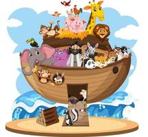 Arca de Noé con animales aislados sobre fondo blanco. vector