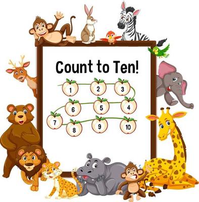 Count to ten board with wild animals