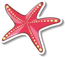 Sticker template with pink starfish in cartoon style isolated vector