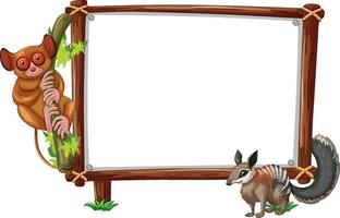 Empty banner with slow loris and squirrel on white background vector