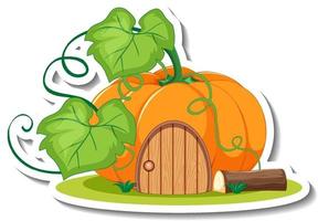 A sticker template with cute pumpkin house isolated vector