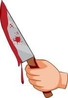 Bloody knife with hand on white background vector