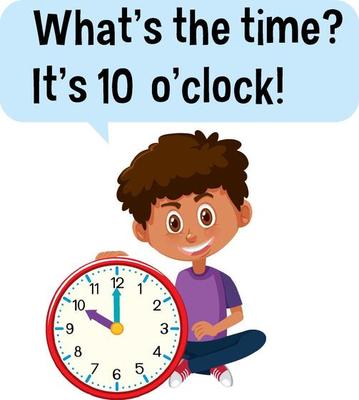 Telling time with a boy holding a clock