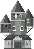 Isolated haunted mansion facade vector