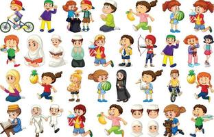 Children doing different activities cartoon character set vector