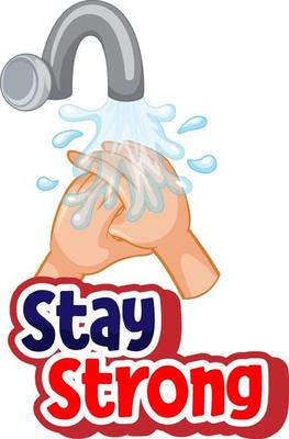 Stay Strong font with virus spreads from shaking hands