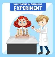 Withstanding an earthquake experiment with scientist kids vector