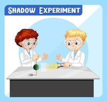 Shadow experiment with scientist kids cartoon character vector