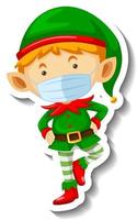 A sticker template with Cute elf wearing mask vector