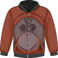 Front of bomber jacket with orangutan pattern vector
