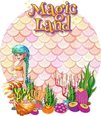 Beautiful mermaid with blank pastel scales banner