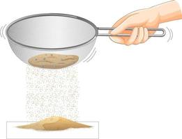 Sifting Sand Experiment with Hand Shaking Colander vector