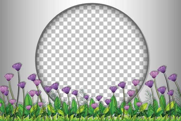 Round frame with purple flower field template