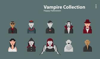 conjunto de caracteres góticos de halloween de fantasía vector