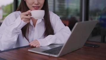 Woman is drinking coffee in the morning video