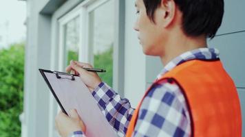 The inspector or engineer is checking the building structure video